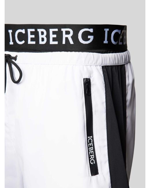Iceberg Badehose mit seitlichen Reißverschlusstaschen in White für Herren