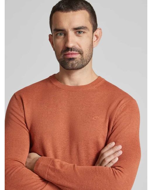Tom Tailor Regular Fit Strickpullover Aus Reiner Baumwolle in Orange für Herren