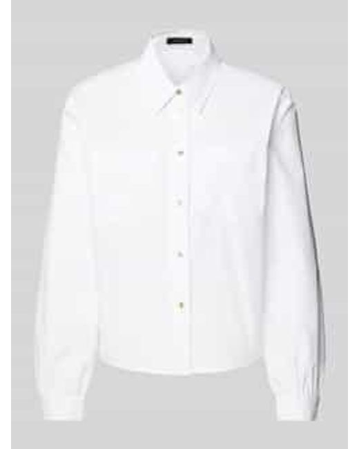 MORE&MORE Boxy Fit Overhemdblouse Van Katoenmix in het White