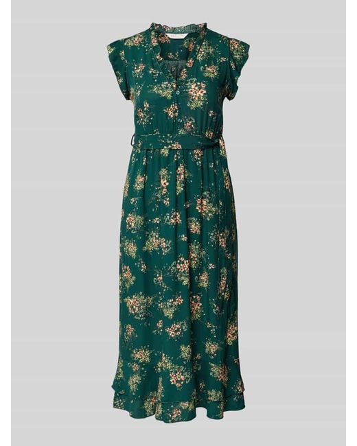 Apricot Green Midikleid aus Viskose mit Bindegürtel