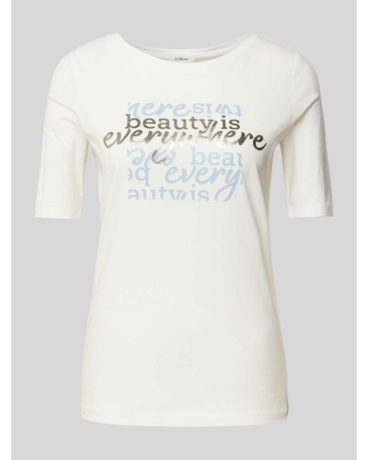 S.oliver Regular Fit T-shirt Met Statementprint in het Natural