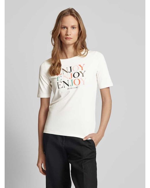 S.oliver Gray T-Shirt mit Label-Prints Modell 'ENJOY'