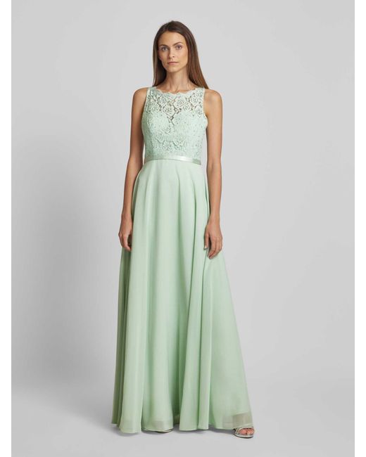 Luxuar Green Abendkleid mit Spitzenbesatz