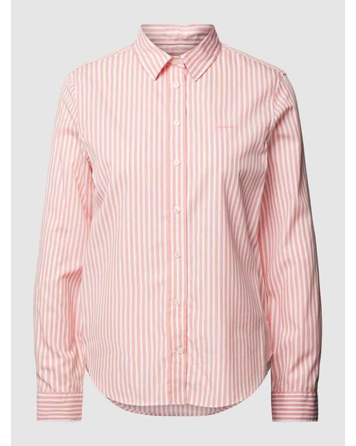 Gant Pink Hemdbluse aus Baumwolle mit Streifenmuster