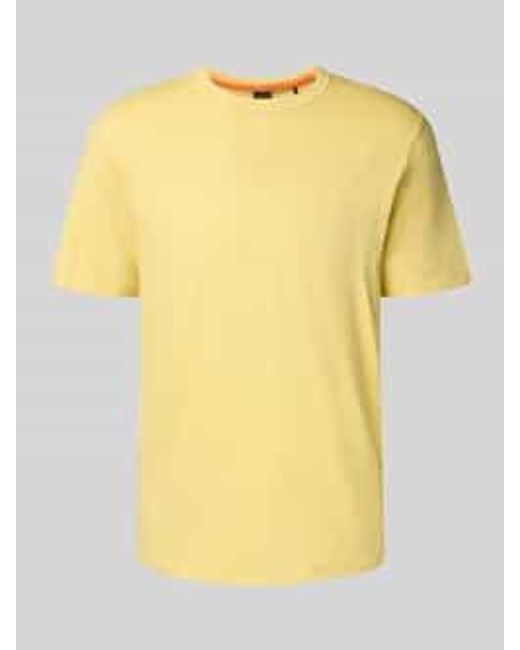 Boss Regular Fit T-Shirt Van Puur Katoen, Model 'Tegood' in het Yellow voor heren