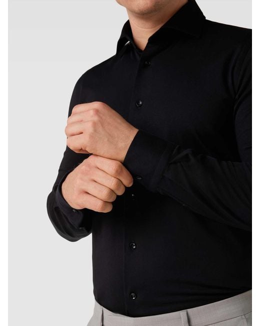 Profuomo Slim Fit Zakelijk Overhemd Van Katoen Met Stretch in het Blue voor heren
