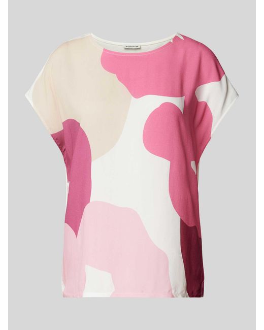Tom Tailor T-shirt Met All-over Motief in het Pink