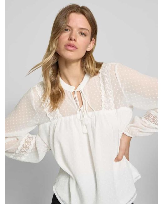 ONLY White Regular Fit Bluse Mit Semitransparentem Arm Modell 'Tessa'
