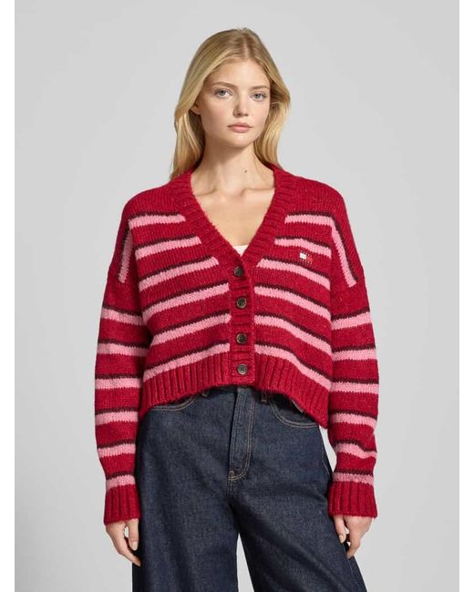 Tommy Hilfiger Red Oversized Strickjacke mit Alpaka-Anteil