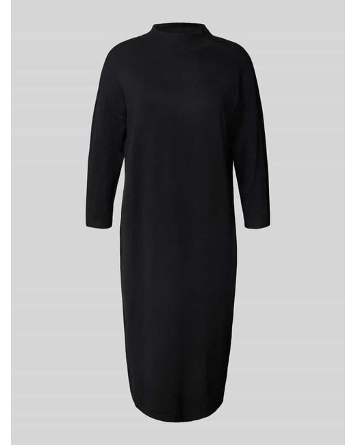 Comma, Black Knielanges Strickkleid mit Stehkragen und 3/4-Arm