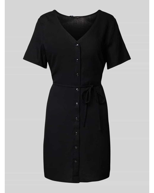 Vero Moda Black Loose Fit Minikleid aus Viskose-Leinen-Mix Modell 'MYMILO'