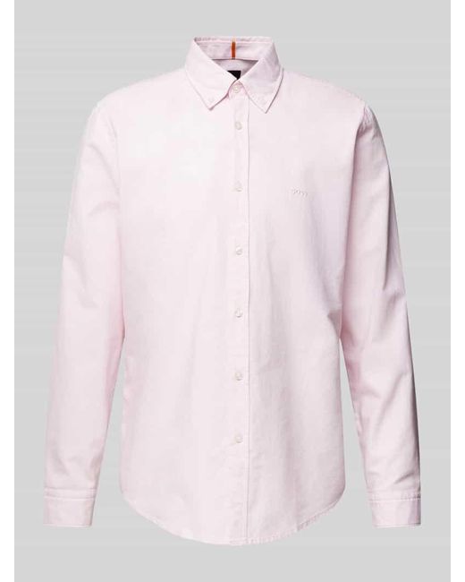 Boss Regular Fit Freizeithemd mit Label-Stitching Modell 'Rickert' in Pink für Herren