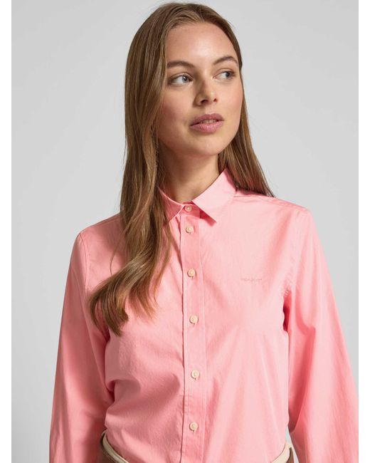 Gant Regular Fit Overhemdblouse Met Labelstitching in het Pink
