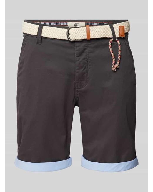 Redefined Rebel Regular Fit Shorts mit Gürtel in Flecht-Optik Modell 'MAGNUS' in Gray für Herren