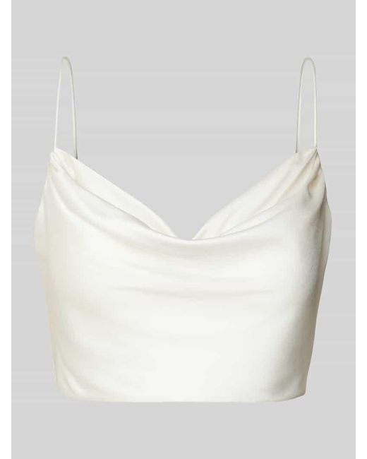 Jake*s White Crop Top Mit Wasserfall-Ausschnitt