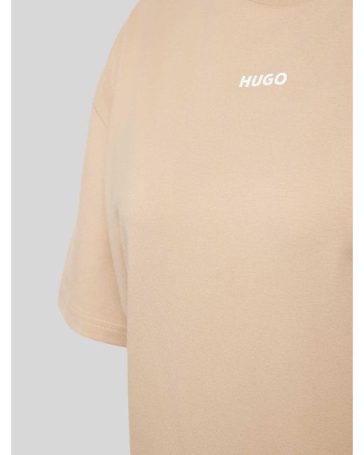 HUGO Pyjamabovendeel Met Logoprint En Ronde Hals in het Natural