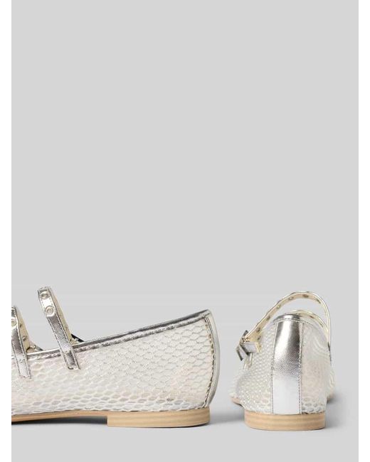 Tamaris White Ballerinas in Mesh-Optik mit Dornschließe
