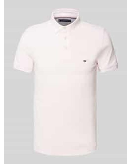 Tommy Hilfiger Slim Fit Poloshirt Met Logostitching, Model '1985' in het Natural voor heren