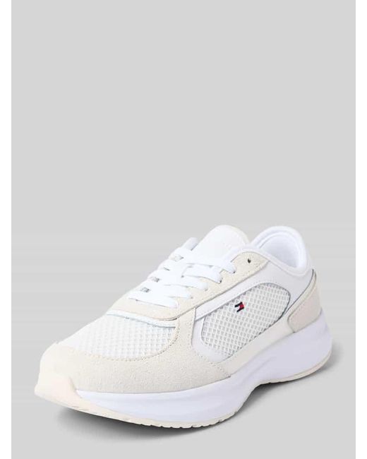 Tommy Hilfiger White Low Top Sneaker mit verschiedenen Strukturen
