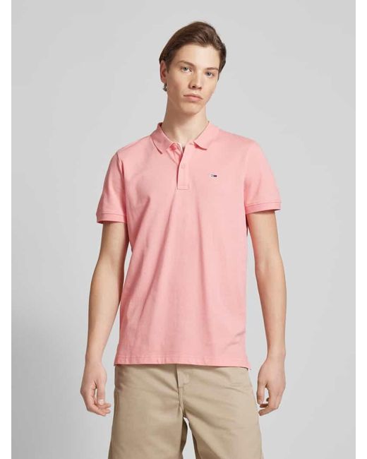 Tommy Hilfiger Slim Fit Poloshirt mit Logo-Stitching in Pink für Herren