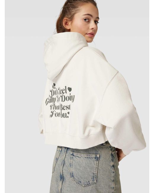 PEGADOR Natural Oversized Cropped Hoodie mit Label-Print Modell 'ODDA'