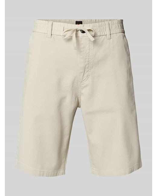 Boss Tapered Fit Bermudas mit elastischem Bund Modell 'Chino' in Natural für Herren