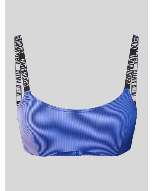 Calvin Klein Blue Bikini-Oberteil mit breiten Label-Trägern