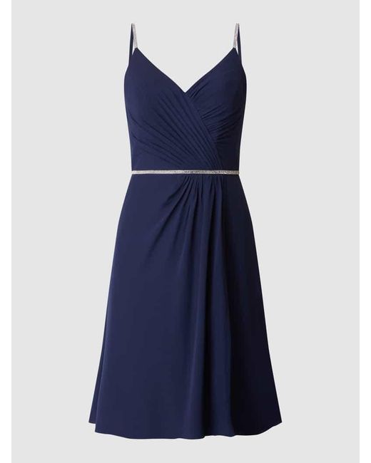Luxuar Blue Cocktailkleid Mit Strasssteinbesatz