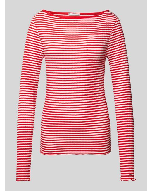 Tommy Hilfiger Shirt Met Lange Mouwen En Golvende Zoom in het Red
