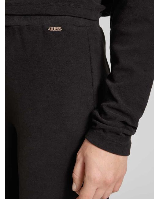 Guess Black Wide Leg Stoffhose mit Label-Applikation Modell 'ELSA'