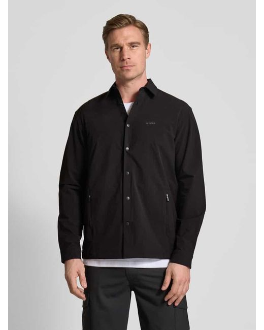 Boss Hemdjacke mit Druckknopfleiste Modell 'Basin' in Black für Herren