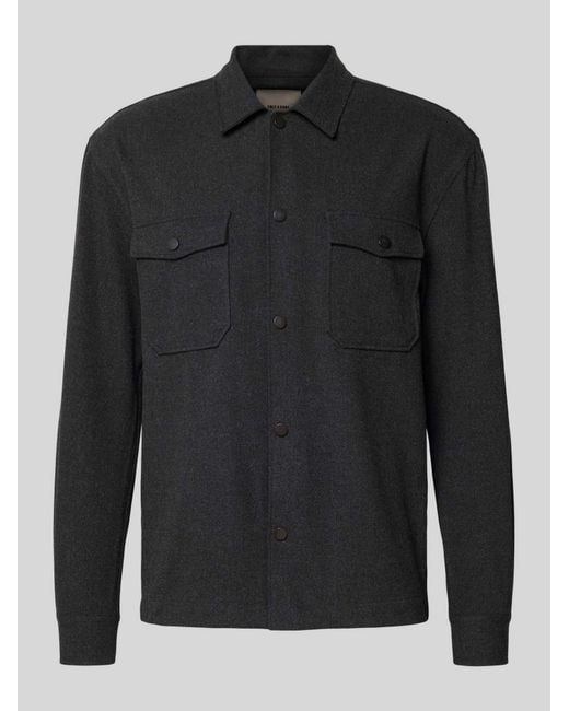 Only & Sons Regular Fit Overhemdjack Met Viscose, Model 'Mark' in het Black voor heren
