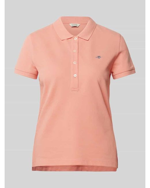 Gant Pink Slim Fit Poloshirt mit Label-Stitching