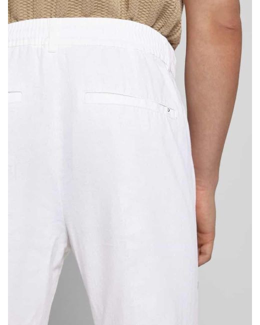 Tom Tailor Relaxed Tapered Fit Leinenhose mit Bügelfalten in White für Herren