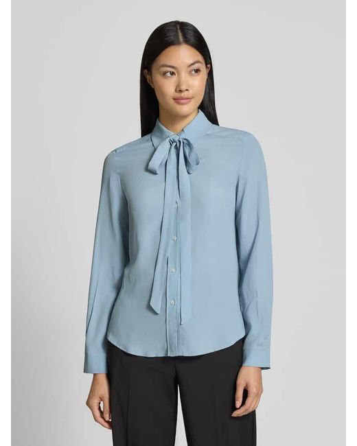 MAX&Co. Blue Regular Fit Hemdbluse mit Seidenanteil Modell 'ATENEO'