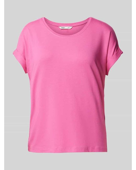 ONLY Pink Regular Fit T-Shirt Mit Viskose-Anteil Modell 'Moster'