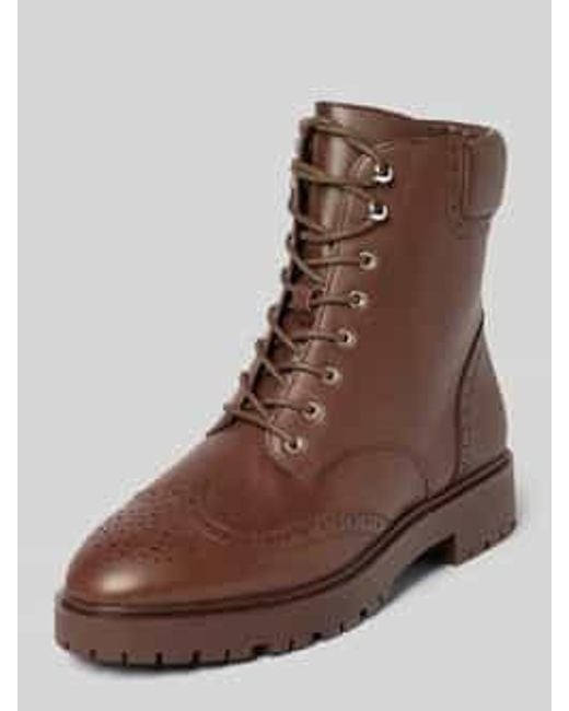Ralph Lauren Veterboots Van Leer Met Siernaden, Model 'Alysn' in het Brown