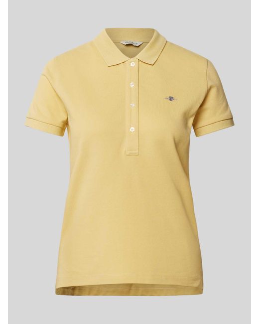 Gant Slim Fit Poloshirt Met Labelstitching in het Yellow