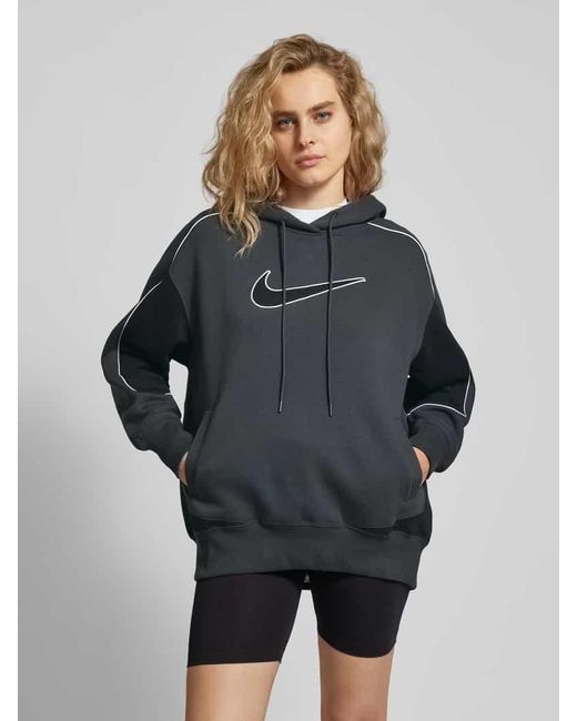 Nike Black Oversized Hoodie mit Logo-Stitching
