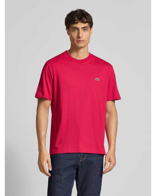 Lacoste Regular Fit T-Shirt aus reiner Baumwolle in Pink für Herren