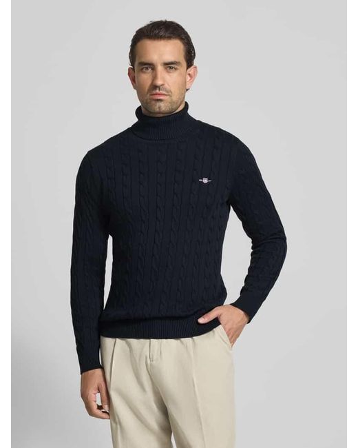 Gant Strickpullover mit gerippten Abschlüssen in Blue für Herren