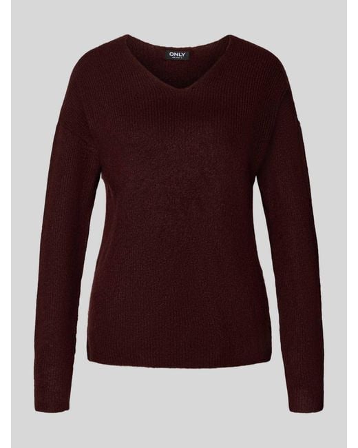 ONLY Regular Fit Gebreide Pullover Met V-Hals, Model 'Camilla' in het Purple
