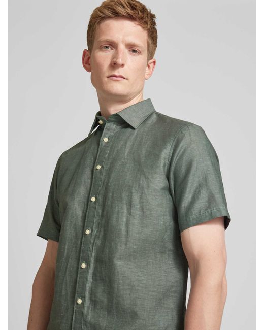 Jake*s Slim Fit Linnen Overhemd Met Kentkraag in het Green voor heren