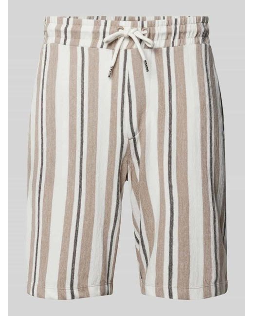 Lindbergh Relaxed Fit Shorts mit Strukturmuster Modell 'terry' in Natural für Herren