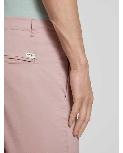 Jack & Jones Regular Fit Chinoshorts mit Gürtelschlaufen Modell 'DAVE' in Pink für Herren