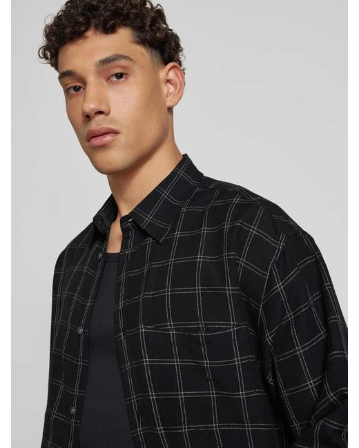 Weekday Oversized Freizeithemd mit Knopfleiste in Black für Herren