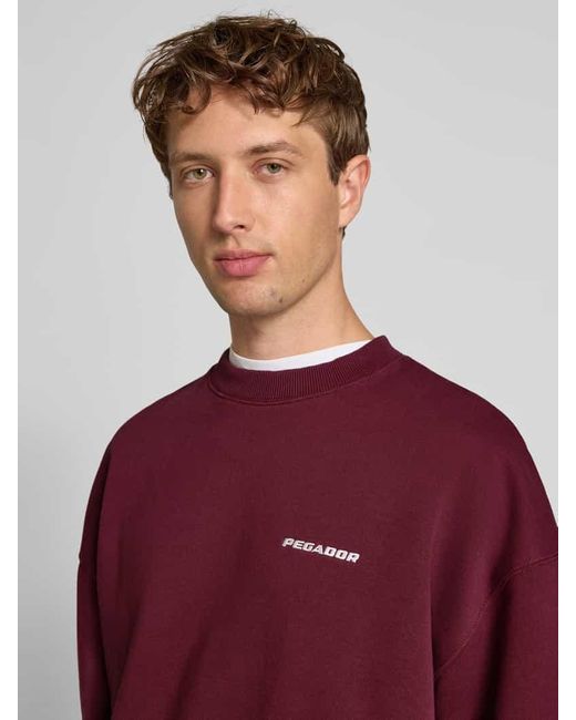 PEGADOR Oversized Sweatshirt mit Logo-Stitching und Rundhalsausschnitt in Red für Herren