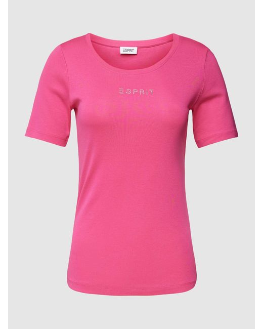 Esprit T-shirt Met Labeldetail in het Pink