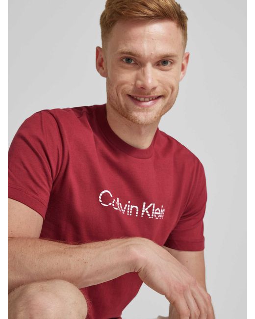 Calvin Klein T-Shirt mit Label-Print in Red für Herren