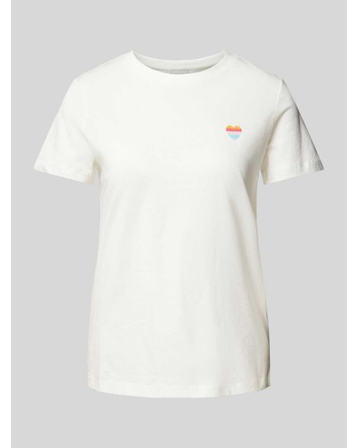 Ichi White T-Shirt mit Motiv-Stitching Modell 'CAMINO'